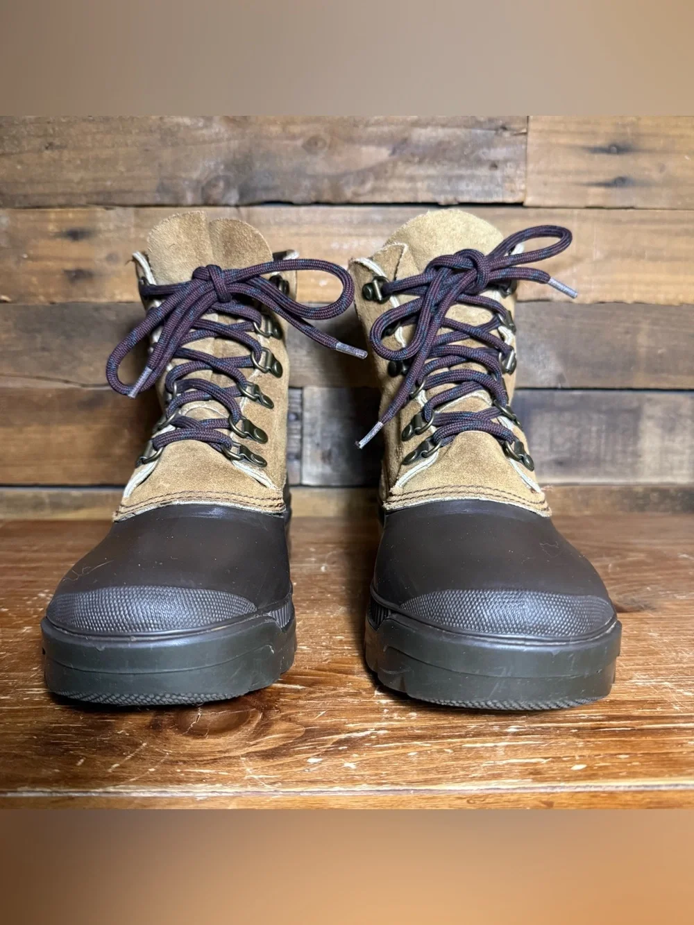 Sorel Winter Snow Leather Duck Boots Removable Felt Lining Lace Up Mens Size 7